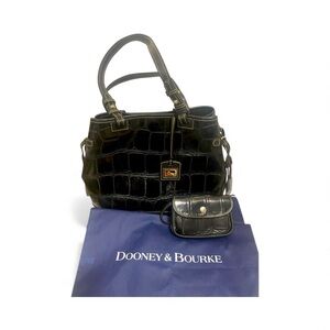 Dooney & Bourke 3 piece set Crocodile Leather shoulder bag, wristlet and key fob